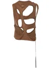 Rick Owens Drkshdw Cut-out Organic Cotton Tank Top In Brown