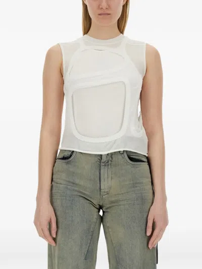Rick Owens Drkshdw Sheer Sleeveless Top Cut-outs In White