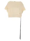 Rick Owens Drkshdw 'drawstring Patch Ribbed Round Sleeve Top'