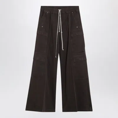 RICK OWENS DRKSHDW RICK OWENS DRKSHDW DARK POWDER GREY NYLON DOUBLE CARGO JUMBO BELAS TROUSERS