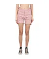 Rick Owens Drkshdw Denim Shorts Frayed Hem In Pink