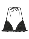 Rick Owens Drkshdw Denim Ruffle Trim Sheer Triangle Top In Black