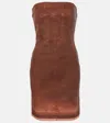 Rick Owens Drkshdw Denim Bustier Dress In Brown