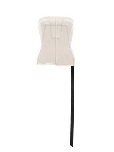 Rick Owens Drkshdw Denim Bustier Tank Top In White