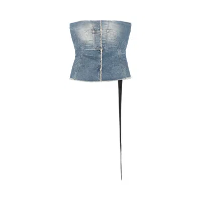 Pre-owned Rick Owens Drkshdw Denim Bustier Top 'washed Indigo' | Blue | Women's Size Xs