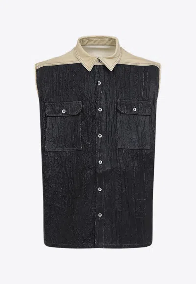 RICK OWENS DRKSHDW DENIM BUTTON-UP VEST
