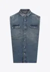 Rick Owens Drkshdw Indigo Hollywood Sl Tommy Jumbo Denim Overshirt In Denim
