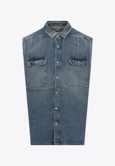 RICK OWENS DRKSHDW DENIM BUTTON-UP VEST