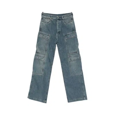 Pre-owned Rick Owens Drkshdw Denim Double Cargo Jeans 'washed Indigo' | Blue | Men's Size 32