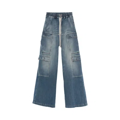 Pre-owned Rick Owens Drkshdw Denim Double Cargo Jumbo Belas Jeans 'washed Indigo' | Blue | Women's Size Xs