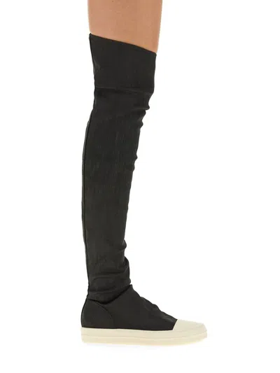 RICK OWENS DRKSHDW RICK OWENS DRKSHDW DENIM HIGH TOP SNEAKERS