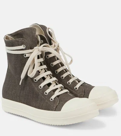 Rick Owens Drkshdw Denim High-top Sneakers In Green