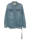 Rick Owens Drkshdw Mens Two-buttoned-pockets Curved-hem Denim Shirt Washed Indigo In Blue