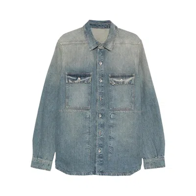 Pre-owned Rick Owens Drkshdw Denim Outershirt 'washed Indigo' | Blue | Men's Size Xl