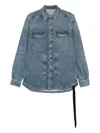 Rick Owens Drkshdw Collared Jacket Shirt Two Front Pockets In Blue