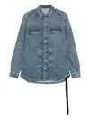 Rick Owens Drkshdw Collared Jacket Shirt Two Front Pockets In Blue