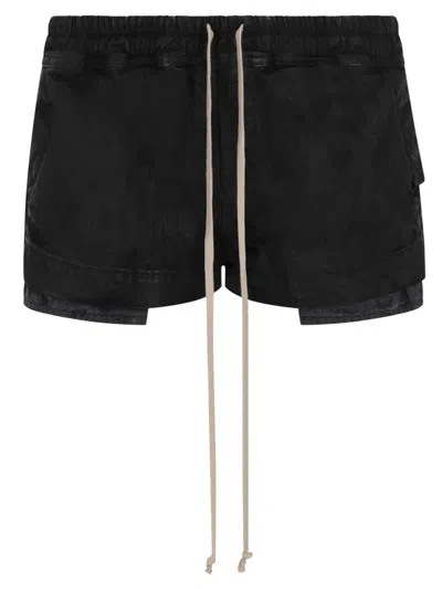 Rick Owens Drkshdw Fog Drawstring Layered Shorts In Black