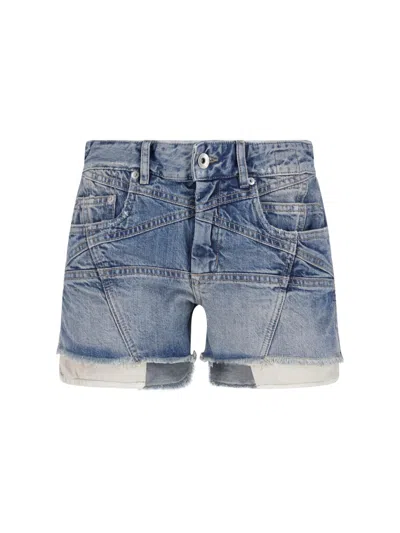 Rick Owens Drkshdw Denim Shorts "lana Cutoff" In Blue