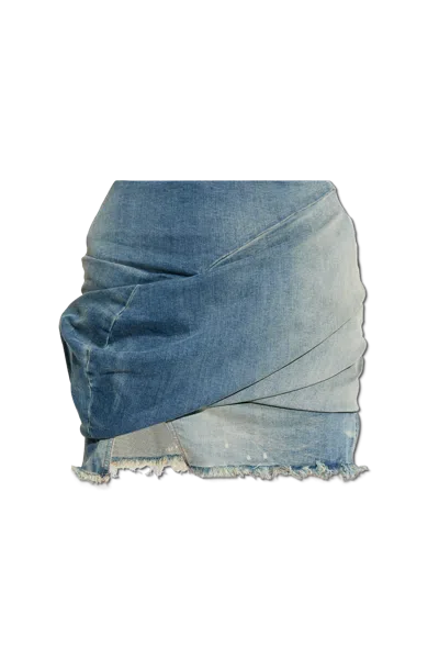 Rick Owens Drkshdw Denim Skirt Draped Mini