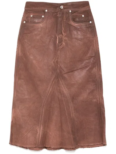 Rick Owens Drkshdw Denim Skirt In Neutrals