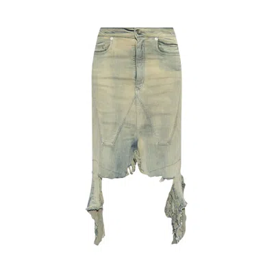Pre-owned Rick Owens Drkshdw Denim Slivered Skirt 'sky'