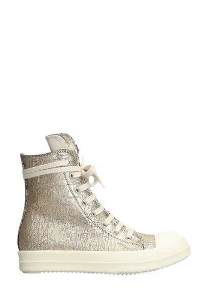 Rick Owens Drkshdw Denim Sneakers In Gold/milk