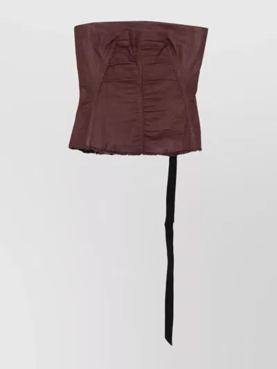Rick Owens Drkshdw Denim Stretch Top Bustier Ruched Strap In Brown