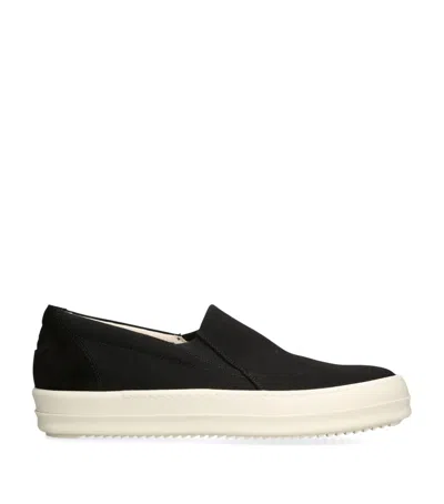 Rick Owens Drkshdw Denim-suede Penta Boat Sneakers In Black