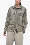 Rick Owens Drkshdw Cropped Denim Shirt Jacket In Beige