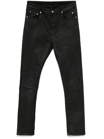 Rick Owens Drkshdw Detroit Cut Jeans In 99 Black Wax
