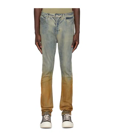 Rick Owens Drkshdw Blue & Orange Detroit Jeans In 4653d Sky/orange Deg