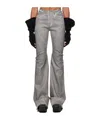 Rick Owens Drkshdw Off-white Bias Bootcut Jeans In Gray