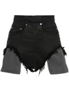 Rick Owens Drkshdw High Waist Frayed Hem Shorts With Pockets In Black
