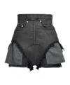 Rick Owens Drkshdw High Waist Frayed Hem Shorts With Pockets In Black