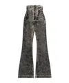 Rick Owens Drkshdw Crackle-effect Flared Trousers In Gray