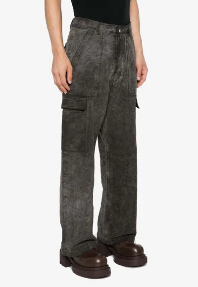 Rick Owens Drkshdw Distressed Cargo Pants In Gray