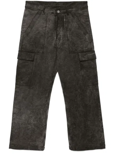 Rick Owens Drkshdw Kids' Distressed Cargo Trousers In Brown