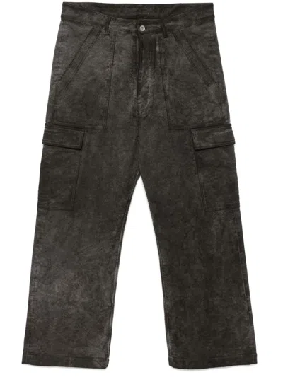 Rick Owens Drkshdw Distressed Cargo Trousers In Brown