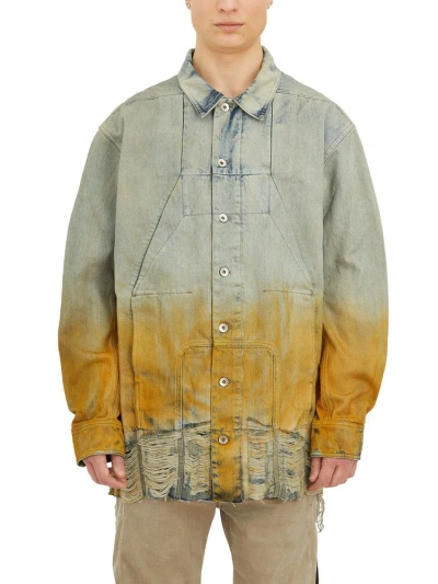 Rick Owens Drkshdw Distressed Denim Jacket In Multi