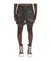 Rick Owens Drkshdw Distressed Denim Shorts In Black