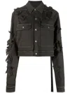 Rick Owens Drkshdw Gray Cropped Denim Jacket In Grey