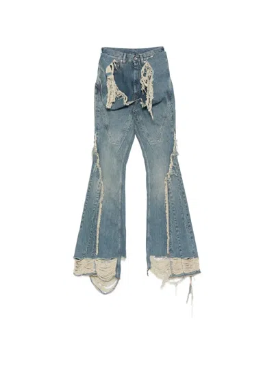Rick Owens Drkshdw Distressed Flared Jeans In Blue