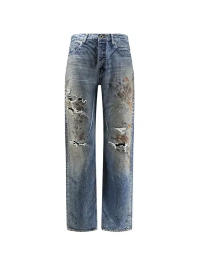 Rick Owens Drkshdw Distressed Jeans In Blue
