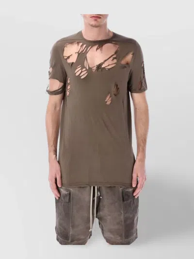 Rick Owens Drkshdw Distressed Longline Round Neck T-shirt