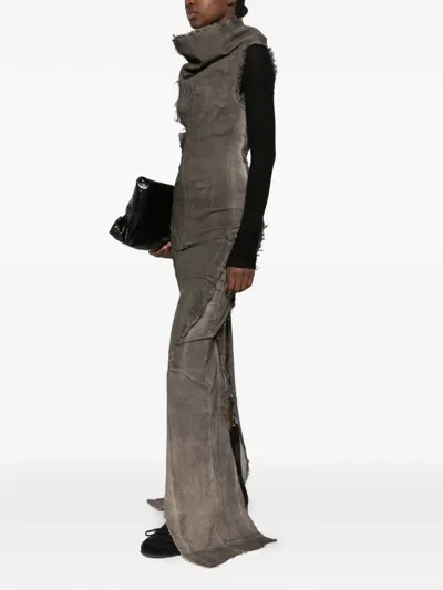 Rick Owens Drkshdw Distressed-effect Panelled Dress In Gray