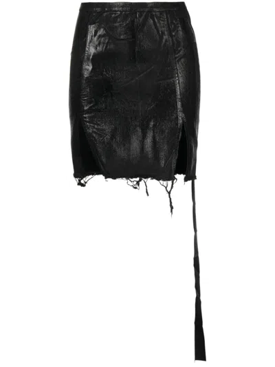 Rick Owens Drkshdw Distressed Ripped Skirt In 黑色