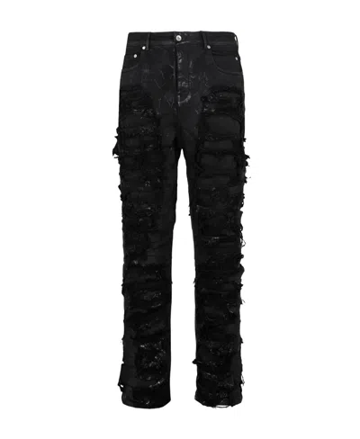 Rick Owens Drkshdw Distressed Slim-fit Jeans In Black