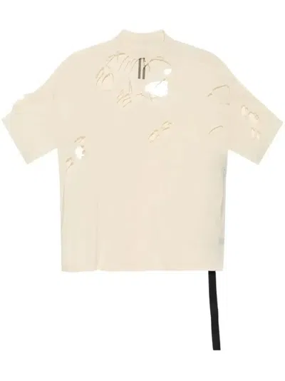 Rick Owens Drkshdw Distressed T-shirt In Neutrals
