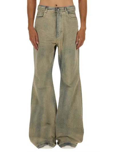 RICK OWENS DRKSHDW DISTRESSED WIDE-LEG DENIM PANTS WITH VINTAGE APPEAL