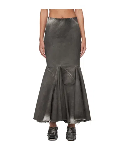Rick Owens Drkshdw Divine Bias Midi Skirt In Black